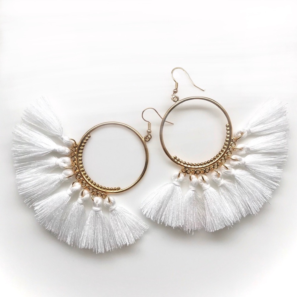 “Arriba!” Tassel Fringe Boho Party Hoop Earrings - Picture 16 of 16